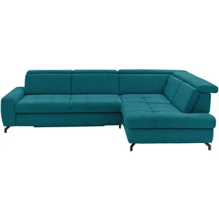 Beldomo Style Ecksofa , Petrol , Metall , Ottomane rechts, L-Form , 310x220 cm , Fußauswahl, Lederauswahl, Stoffauswahl, planbar, seitenverkehrt erhältlich, Bettfunktion erhältlich, Hocker erhältlich, Rücken echt, haustierfreundlicher Bezug , Wohnzimmer, Sofas & Couches, Wohnlandschaften, Ecksofas