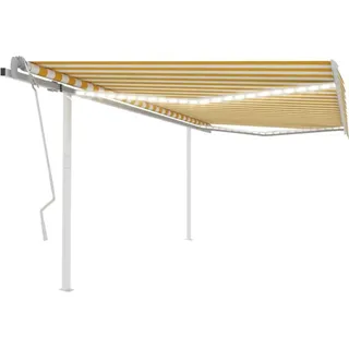 Markise Manuell Einziehbar mit LED 4x3 m Gelb und Weiß - Gelb