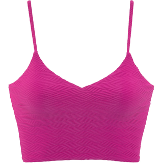 Crop-Bikini-Top SUNSEEKER "Loretta", Damen, Gr. 38, Cup C/D, pink, Polyamid, Strukturmuster, unifarben, Bikini-Oberteile Crop-Bikini-Top, mit Strukturmuster
