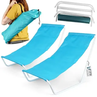 Vilde - Gartenliege Sonnenliege Klappbar - Sonnenliegen - Klappbare Garten Liege Gartenliegen Leicht - Strandliege Liegestuhl Balkon Balkonliege - Strandstuhl tragbar - Set 2 Stück - blau