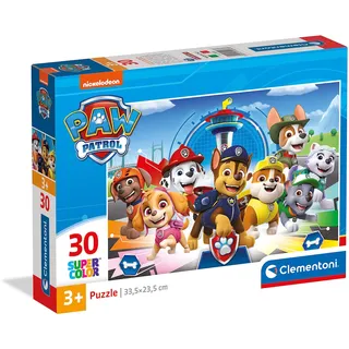 CLEMENTONI 20263 Supercolor Paw Patrol – Puzzle 30 Teile ab 3 Jahren, buntes Kinderpuzzle mit besonderer Leuchtkraft & Farbintensität, Geschicklichkeitsspiel für Kinder, Mehrfarbig, One Size