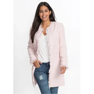 Longblazer BONPRIX, Damen, Gr. 42, rosa (hellrosa), Obermaterial: 100% Polyester. Futter: 100% Polyester, regular fit, Blazer Longblazer, eleganter Bouclé-Look, Regular Fit, mit langem Arm