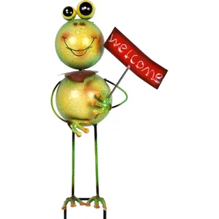 Gartenfigur Frosch Franz "welcome" ca. 42 cm - Gartendekoration - Grün