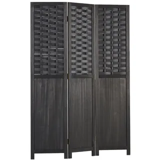 Homestyle4u Paravent 120/170 cm Schwarz , Holz , 120x170x2 cm , Wohnzimmer, Raumteiler, Paravents