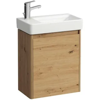 LAUFEN Komplettset 480, Pro S Handwaschbecken, 1 Hahnloch links, mit Überlauf, inklusive BASE 2.0 Waschtischunterbau, eine Tür links, 480x280x680mm, H8659652671041, Farbe: Wildeiche