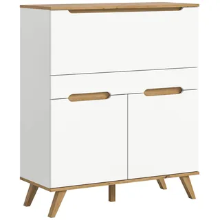 xonox.home - Sekretär Stockholm 100x118x40 cm in weiß und Nox Eiche - Sekretär Schreibschrank Schrank Stauraumschrank - Pflegeleichte Oberfläche robust und langlebig