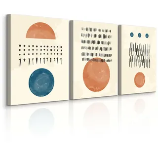 Muralo Leinwandbilder 3-er Set Abstrakte Kunst , Blau, Grün, Schwarz, Beige, Braun, Orange, Türkis , Textil , Abstrakt, Kunstzeichnung , Rechteckig , 90x40 cm , Bilder & Rahmen, Bilder