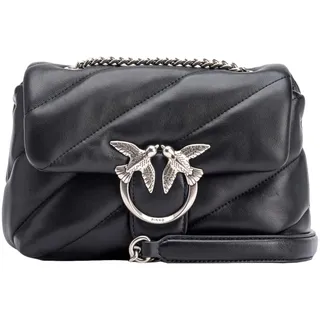 Pinko Damen Love Puff Mini Logo Tasche Schwarz Silber 100039 CL Z99O