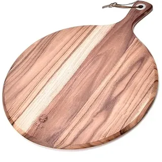 BF BILL.F SINCE 1983 Pizzateller Schneidbrett aus Holz,Schnittfestes Pizzabrett, Serviertablett,Pizza-Paddel Pizzaschaufel aus Holzteller Rund, Tablett für, Keksen, Kuchen, Brot,40x30x1,3 cm (12inch)