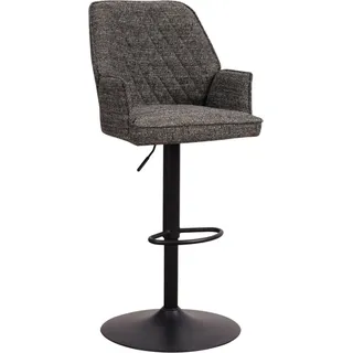 Happyment Barhocker Zizi – Dunkelgrau – Mit Rückenlehne und Armlehne – Moderne Design – Fußstütze – Höhenverstellbar – Drehbar 360° – Für Küche und Bar – 1 Stück – Chenille - Dunkelgrau
