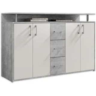 HBZ Drivno Sideboard 139 x 90 x 34 cm grau / weiß
