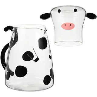 Cabilock Nachttisch Wasserkaraffe Set Lieblich Eisbeständig Cartoon Trinken Saft Getränk Wärme Einzugsbecher Nachttisch Karaffen Mitternachtsbecher Kaffee Nachttisch, Schwarz-weiss
