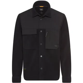 Langarmhemd CAMEL ACTIVE, Herren, Gr. XL, N-Gr, blau (schwarz navy), Web, Obermaterial: 100% Polyester, unifarben, regular fit taillenbedeckt, ohne Ausschnitt, Manschette, Hemden Langarmhemd, mit Logo Stickerei