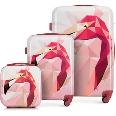 WITTCHEN Gepäckset Young-Kollektion ABS mit Polycarbonat Beschichtung und Teleskopgriff (S+M+Kosmetikkoffer) Rosa