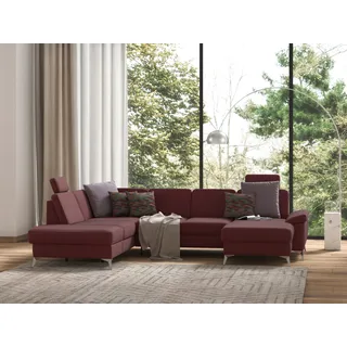 sit&more Wohnlandschaft »Padua U-Form« inklusive Sitztiefenverstellung, Armteilfunktion und Federkern, rot