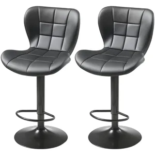 Vevor Barhocker moderner Thekenhocker aus PU-Leder 2 Stk. 360° drehbarer Bistrohocker mit Rückenlehne & Fußstütze, höhenverstellbarer Küchenhocker (149,7 kg belastbar) für Esszimmer Bar