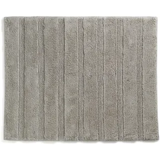 kela Badematte rutschfest 55 x 65 x 1,6 cm MEGAN, Badezimmerteppich grau, waschbar, recycelte Baumwolle, Badvorleger in Hoch-/Tief-Design, silbergrau