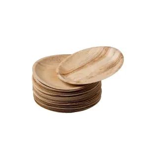 biomondi Geschirr, rund, Umweltfreundliche Einwegteller aus Palmblättern, 1 Packung = 25 Stück, Ø 20 cm