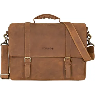 STILORD Calvin Businesstasche Leder Groß Aktentasche Herren Vintage Umhängetasche 15.6 Zoll Laptoptasche Trolley Aufsteckbar Farbe:tan - Dunkelbraun