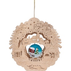 Bild Möbel & Accessoires Dekoobjekt »Weihnachtsdeko mit LED Beleuchtung«, mit drehbarer Weihnachtskugel, aus Holz, Höhe ca. 32 cm beige