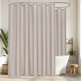 EurCross Extra Breit Duschvorhang 300x200 Wasserdicht Textil Stoff, Sandfarben Extra Groß Antischimmel Badevorhang, Waschbar Schnell Trocknend Duschvorhänge mit 20 Ringen