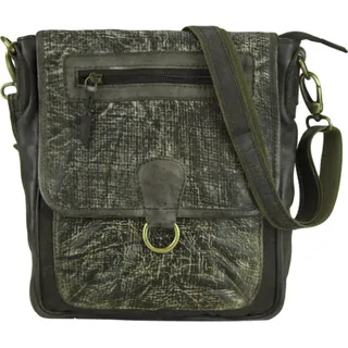 Sunsa klein Damen Leder Tasche Umhängetasche Schultertasche Vintage Retro Design Ledertasche hochwertige Crossbody used Look Damentasche Frauentasche mit Reißverschluss Messengertasche - Grün