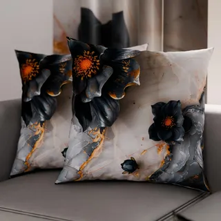 PETTI Artigiani Italiani - 1 Paar Kissenbezüge 30 x 30 cm aus Mikrofaser, Dekokissen für Schlafzimmer, Sofa, Wohnzimmer, Set mit 2 Kissenbezügen, Blumenmuster 06 18, 100% Made in Italy