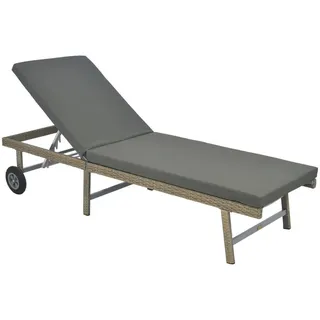 Gardenson Gartenliege , Beige , Metall, Kunststoff , Füllung: Schaumstoff , 202x35x65 cm , Räder am Kopfende, Rückenlehne verstellbar , Gartenmöbel, Gartenliegen, Sonnenliegen