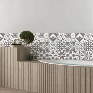 Ambiance Sticker Selbstklebende Wandtattoo Aufkleber, Wanddekoration, Fliesenaufkleber für Badezimmer und Küche Géométriques - 9 Stück Aufkleber 15 x 15 cm