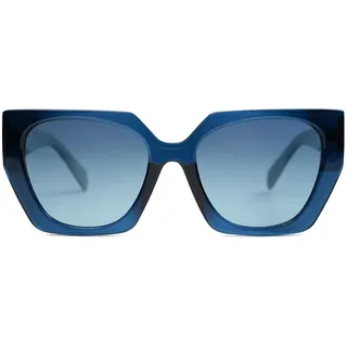 SOJOS Sonnenbrille Damen Polarisiert Vintage, Retro Cateye Sonnenbrille Verspiegelt Groß Eckig Schwarz Modern UV400 Katzenauge Brille SJ2205 mit Dunkelblau/Blau