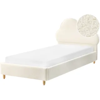 Beliani Kinderbett Cremeweiß Bouclé mit Lattenrost 90x200 cm