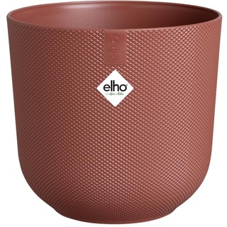 elho Jazz Round 26 cm blumentopf - Großer Pflanzentopf für den Innenbereich - 100% recycelter Kunststoff - Einzigartige Struktur - Rot/Toskanisches Rot