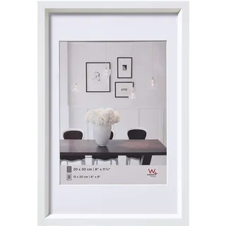 walther design Bilderrahmen weiss 50 x 70 cm mit Passepartout, Steel Style Kunststoffrahmen ES070W