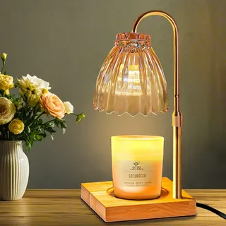 WAEUUKKPO Kerzenwärmer Lampe mit Timer und Dimmer, Candle Warmer Lamp höhenverstellbar, Kerze Heizlampe für Duftkerzen mit 2 Glühbirnen 35w, Valentinstag Geschenke, Haus Erwärmung Geschenk-Gold
