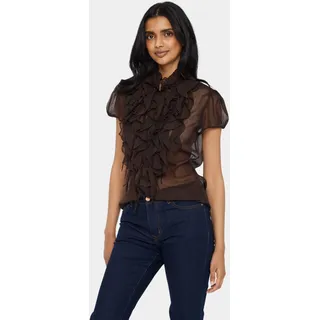 Saint Tropez Rüschenbluse »LiljaSZ Crinkle SS Shirt« Saint Tropez Dark Oak L (40)