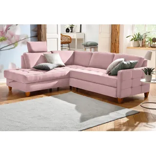 Home Affaire Ecksofa »Earl L-Form« wahlweise auch mit Bettfunktion oder Bettfunktion mit Bettkasten, rosa