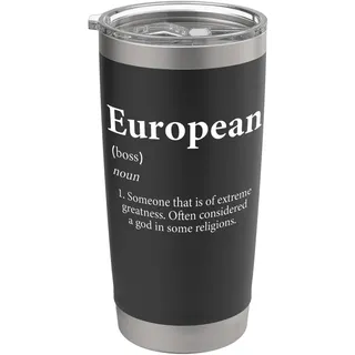 Europäische Definition Europa Witz Lustig Euro Geburtstag Europäisch Doppelwandiger Edelstahl-Thermobecher