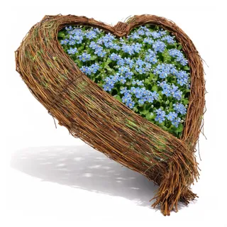 com-four® Pflanzschale in Herzform - dekoratives Weidenkörbchen - innen folierter Pflanzkorb - ideal zum Bepflanzen oder als Dekor-Übertopf (1 Stück 47x50cm grün)