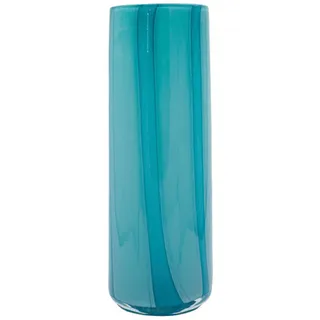 Vase , Petrol , Glas , zylindrisch , 32 cm , mundgeblasen, Hotcut, handgemacht , Dekoration, Vasen, Glasvasen