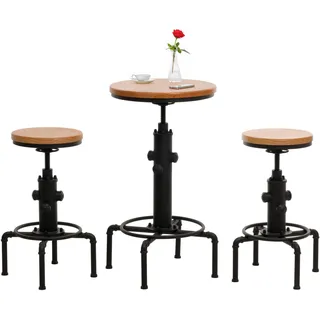 MCW Bartisch-Set rund 40 x 104 x 40 cm Hellbraun