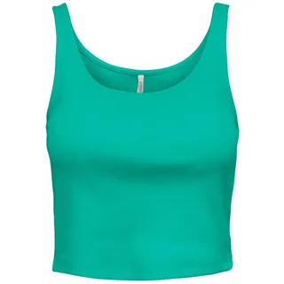 ONLY Damen Geripptes Crop Top | Kurzes Sleeveless Rundhals Oberteil | Bauchfrei Einfarbig ONLNESSA, Farben:Grün, Größe:M
