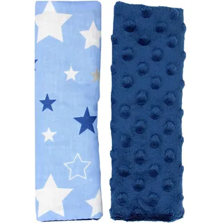 TupTam Kinder Auto Gurtschutz Gurtschoner 2er Pack, Farbe: Sterne Dunkelblau/Blau