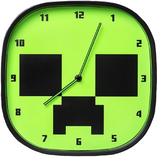 Paladone Minecraft Creeper Leuchtende Wanduhr - Offiziell lizenziert, geräuschlose Uhr - Inkl. 3 Bögen Abnehmbarer Minecraft-Aufkleber