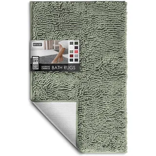 Hearth & Harbor Badezimmerteppiche, Chenille-Badematte, maschinenwaschbar, Badematten für Badezimmer, rutschfeste Unterseite, Gummi, schnell trocknende Badezimmermatte