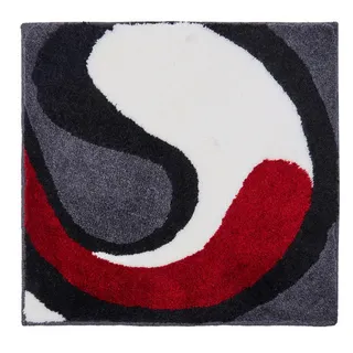 Grund Bidet-Vorleger , Grau, Weiß , Textil , Wellen , rechteckig , 60x60 cm , Oeko-Tex® Standard 100, Made in Europe , rutschfest , Heimtextilien, Badtextilien, Badematten