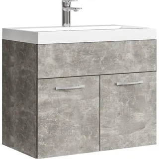 Badezimmer Badmöbel-Set Montreal 01 60cm Waschbecken Beton Grau - Unterschrank Waschtisch Möbel
