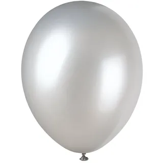 Unique Party Supplies 80067 Perlenbesetzte Latex-Party-Luftballons - 30 cm - Silber - 8er-Packung