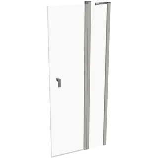 HÜPPE Design pure Viereck Schwingtür, mit festem Segment, Breite:80cm Höhe:190cm, Anschlag links & rechts, 8P0701087321, Duschkabine: Profilfarbe silber matt Glas ESG klar