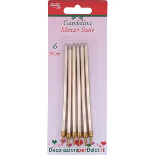 Kerze Halber Stiel Gold 6 Stück