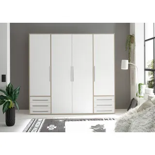 SchlafKONTOR Drehtürenschrank Lyss 206 x 194 x 58 cm Beige/Weiß